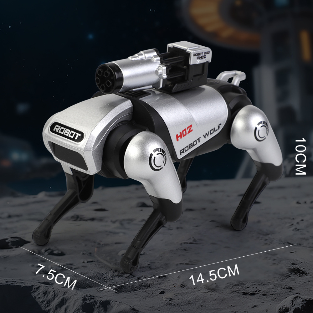Simulación pequeña máquina de caminar lobo aleación eléctrica juguete de niño luz efecto de sonido chatarra robot explosivo