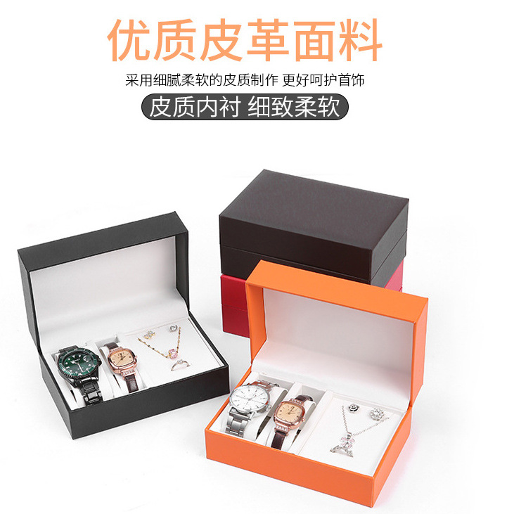 Nuevo creativo flip de alta calidad sensación sólida caja de visualización de reloj de cuero collar reloj caja de regalo de alta calidad