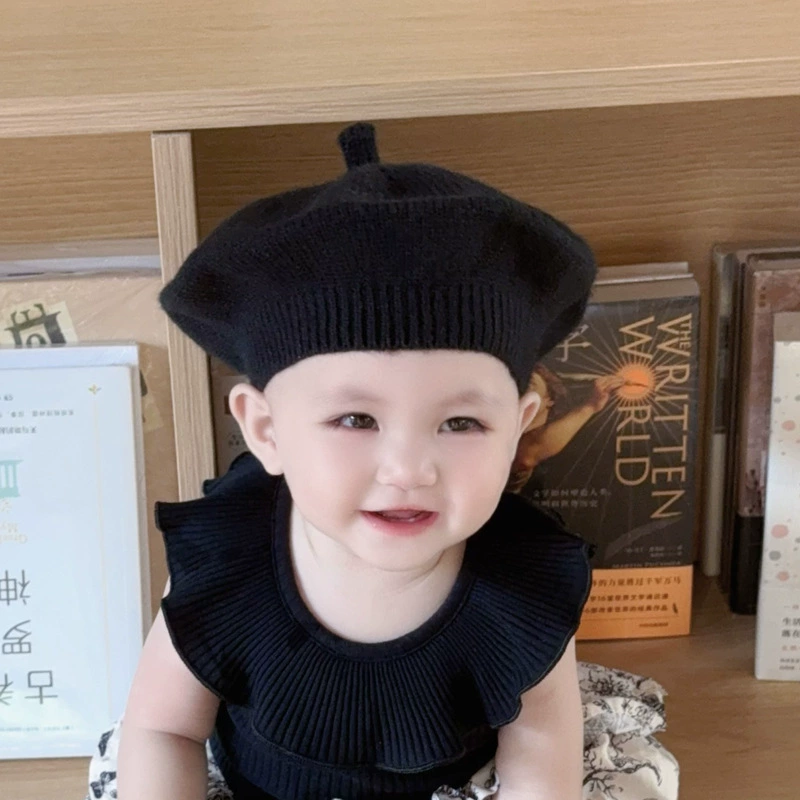 Детская шапка Весна и осень милая супер милая девочка берет новорожденного малыша шерстяная шерстяная детская трикотажная принцесса прилив