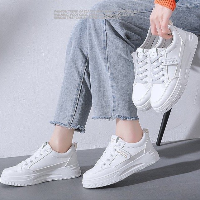 Little White Shoes Women's Ins Tide 2025 Versatile Fashion Board Shoes Student Muffin Flat-bottomed Casual Sports Shoes_voghion.com