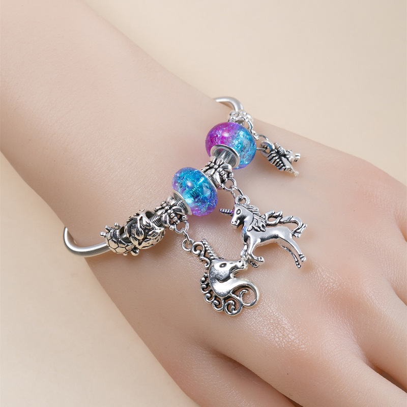 1 Blue purple beads unicorn bracelet DIY key element female temperament Korean simple student Mori girlfriends bracelet