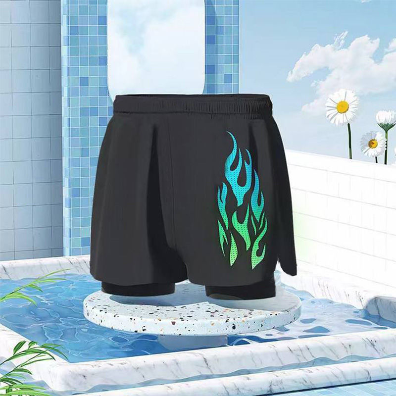 Bañadores hombres nuevos de doble capa más el tamaño suelto impreso adulto natación troncos profesionales de secado rápido caliente primavera natación pantalones de playa