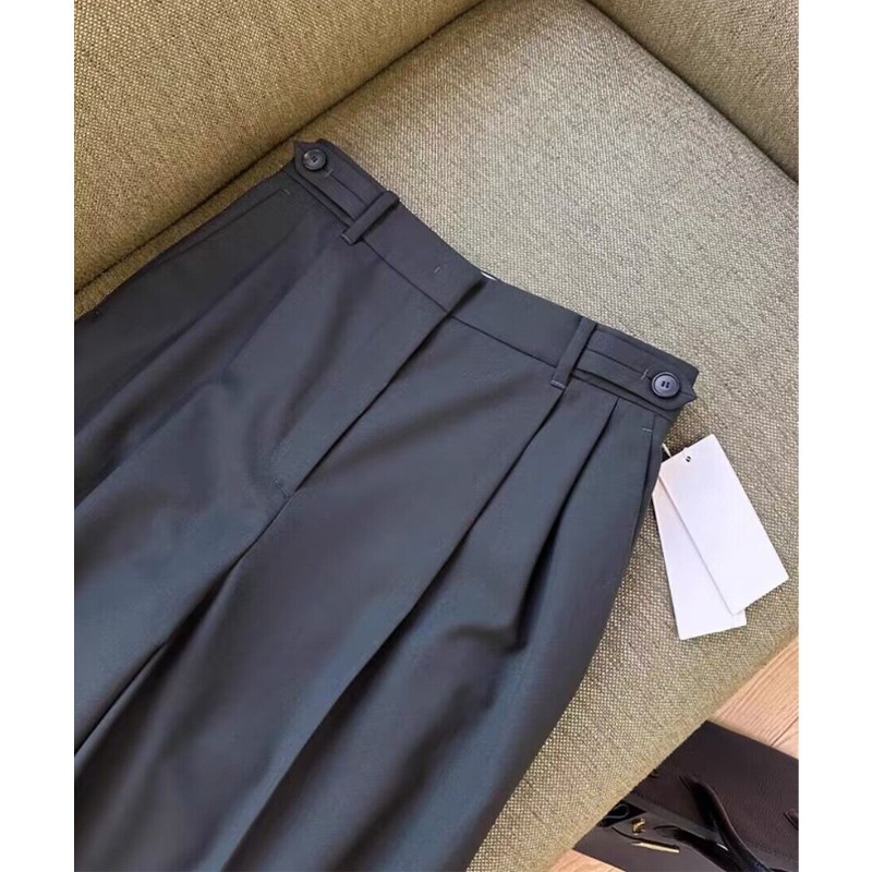 Close your eyes into no D recommend! Guest Italian ~ Worsted Wool Small Wide Leg Pants Women's Straight High Waist Slimming