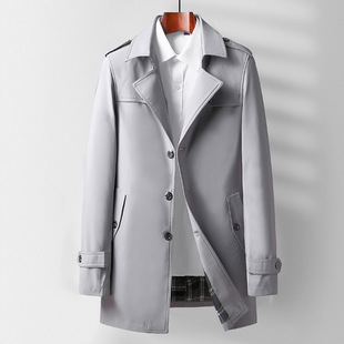 Men's Spring and Autumn Mid-length Lapel Coat High-end Business Casual Fashion Young and Middle-aged All-match Coat Coat
