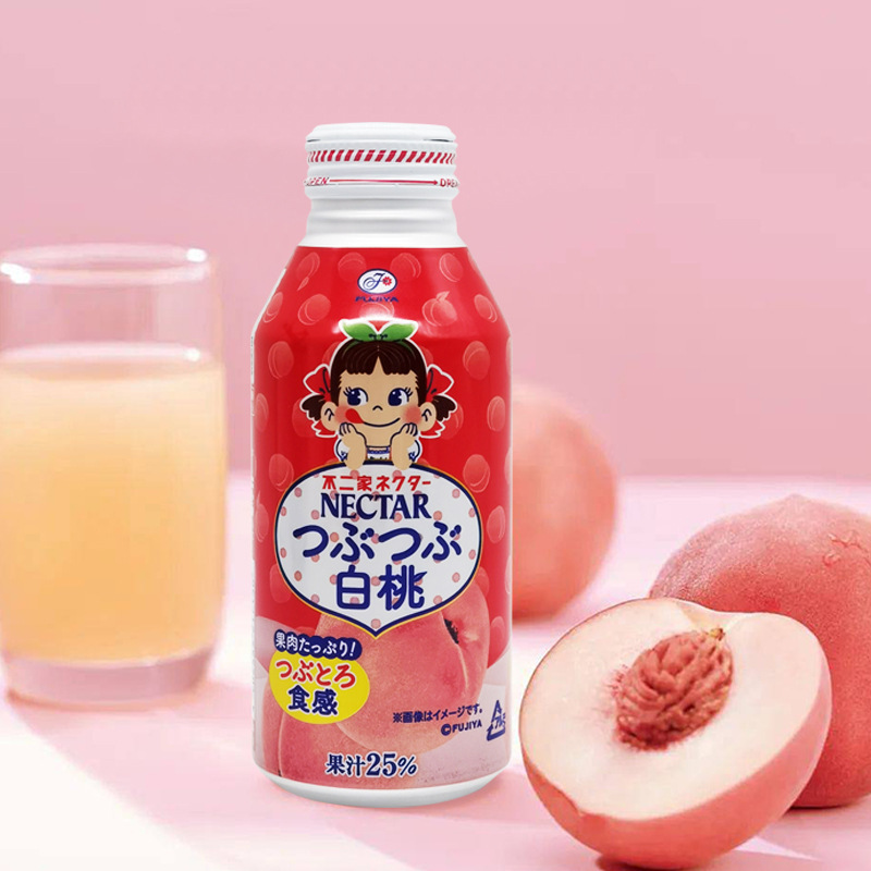 日本輸入不二家nectar白桃ジュース25% 桃味水蜜桃果肉ネットレッド飲料380ml|undefined
