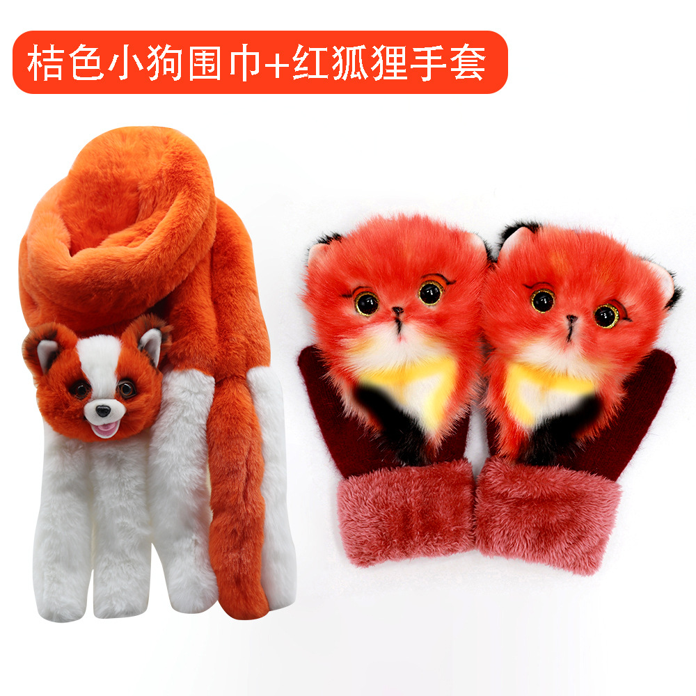 Fábrica de dibujos animados animal felpa guantes invierno cálido Dedo de piel de conejo de punto dama guantes lindos Comercio exterior al por mayor