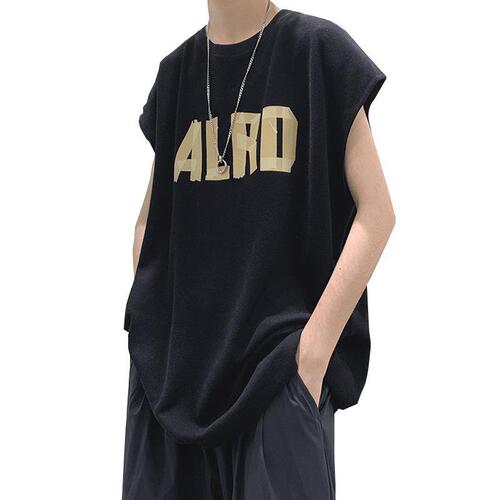 Men's Summer Thin Version Backless Shirt, Hong Kong Style Loose Casual Matchable Sleeveless T-Shirt, Ins Trendy Badass Sporty Outerwear Kangjian
