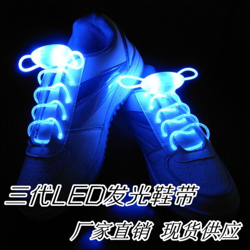 Wholesale LED Creative Light-Up Shoelaces Cycling Warning Fluorescent Shoelaces Flashing Cheer Prop