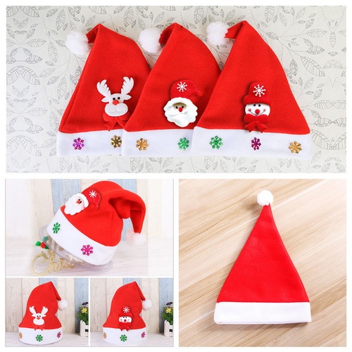 Christmas decoration supplies adult and children's hats party supplies evening children cartoon printed Christmas hats wholesale