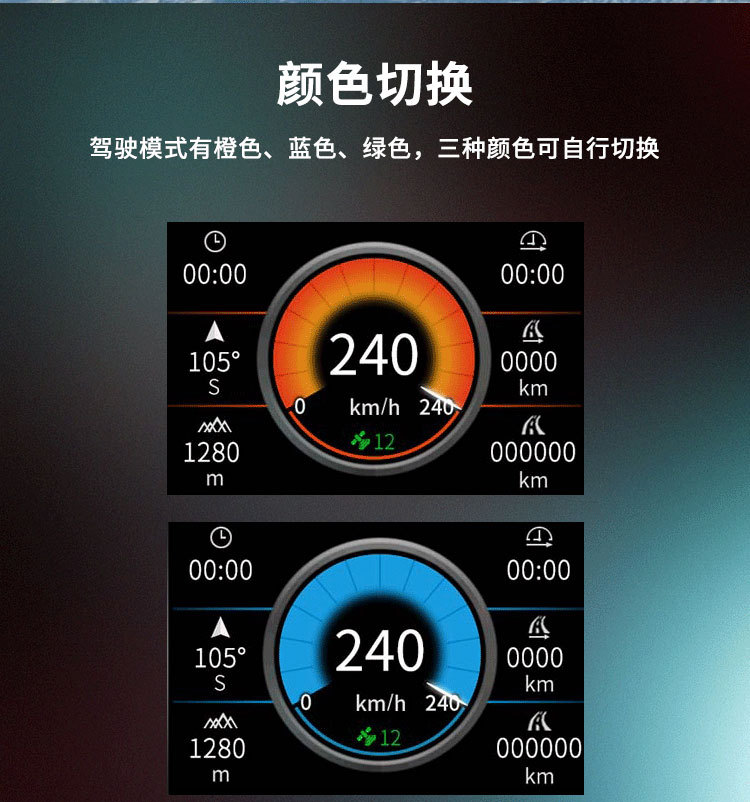 Car HUD head-up display GPS multi-function car speedometer altitude time compass display