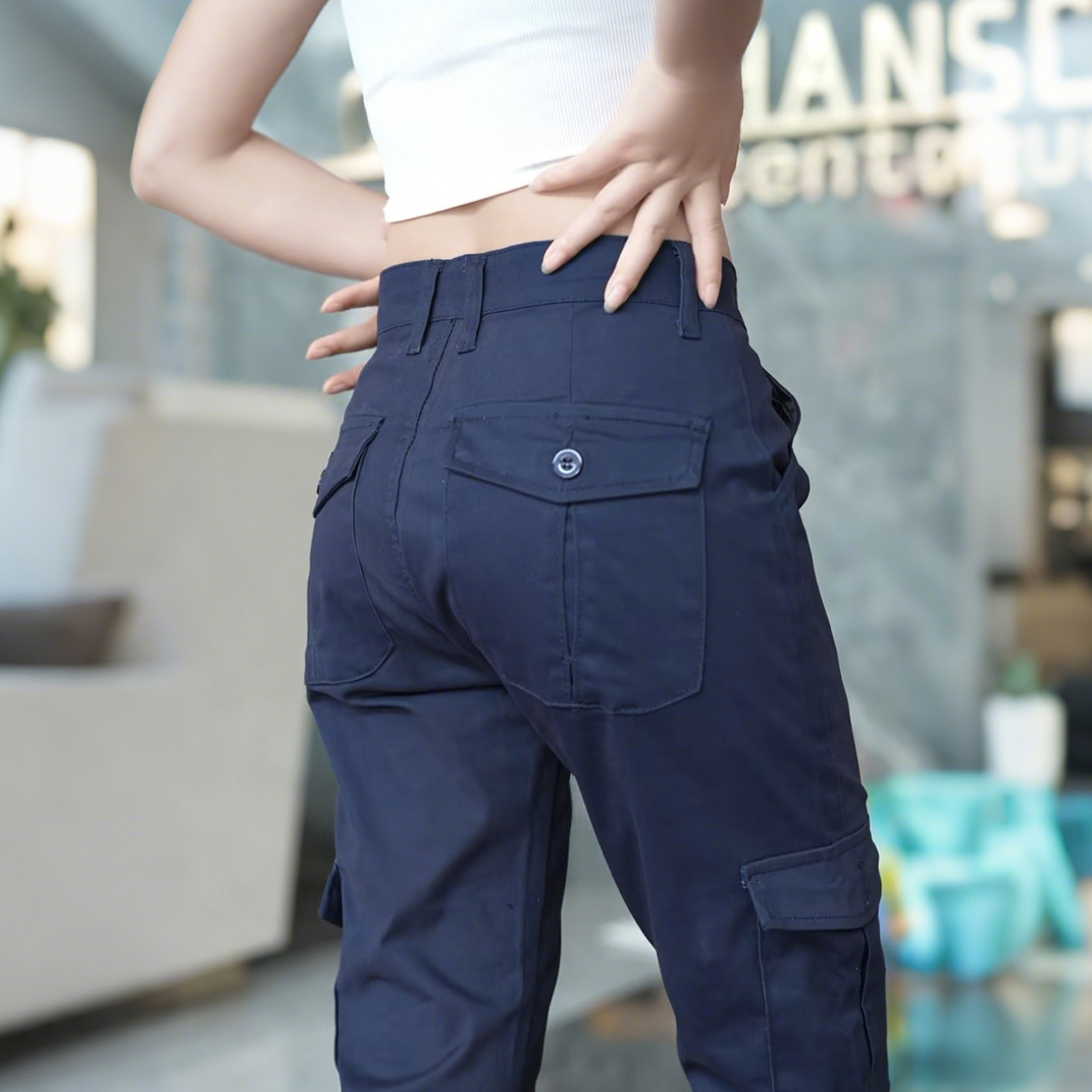 Men's Pure Cotton Cargo Pants American Style Trendy Brand Multi-Pocket Straight Loose Stretch Casual Long Pants