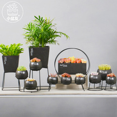 Nordic ins style cement flowerpot desktop creative iron mini flowerpot combination set foam packed small flowerpot