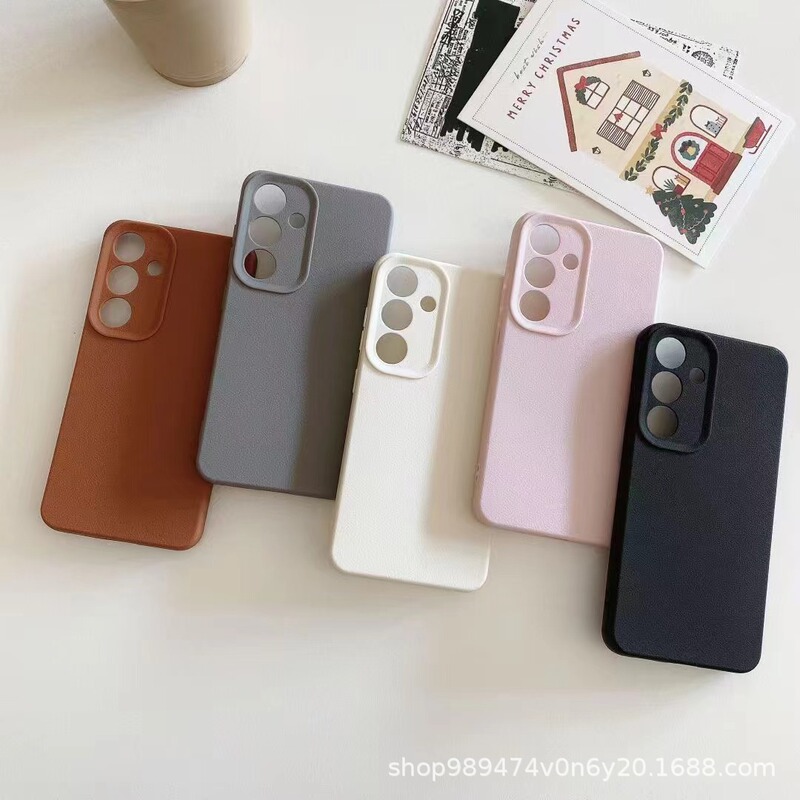 All-inclusive Simple Lychee Leather TPU Phone Case for Samsung S25ULTRA/M55 Fine Hole Material Soft Case