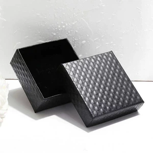 Black Leather Paper Jewelry Box with 6.5*6.5 Dimensions for Wedding, Travel and Employee Benefits