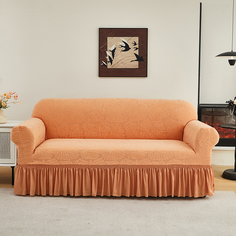 Four Seasons Universal Jacquard Skirt Woven Leaf Series Sofa Cover Simple Modern Elastic Anti Cat Scratch Cover_voghion.com