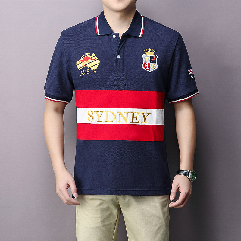 Polo homme rétro rayé casual manches courtes sport chic t-shirt_voghion.com