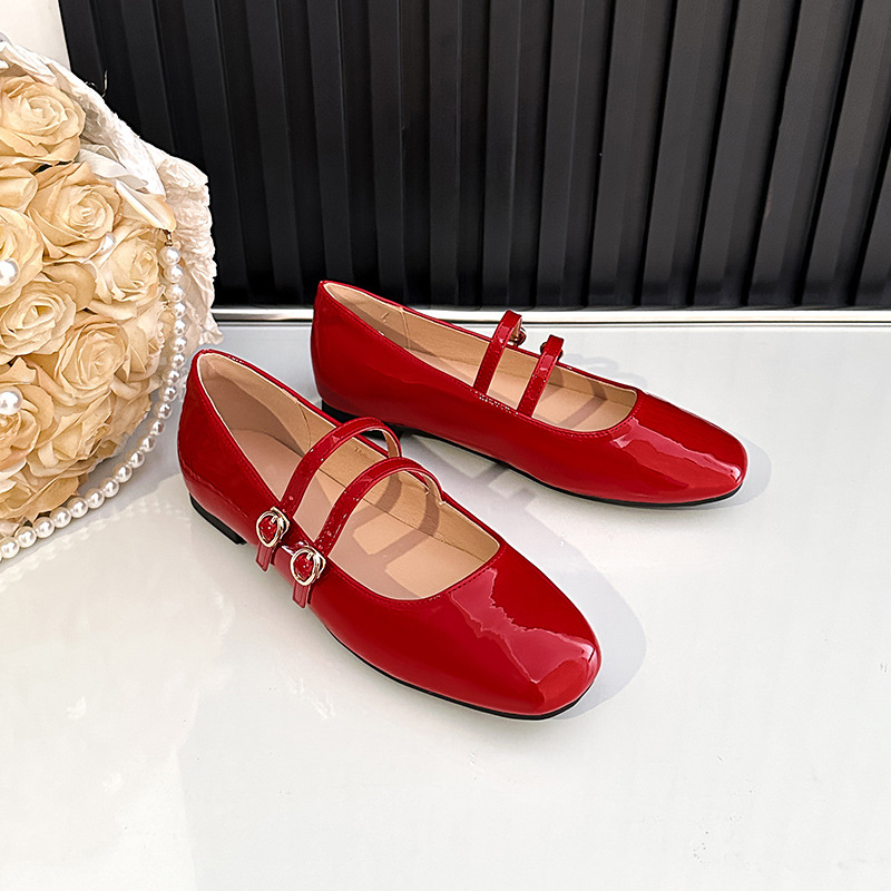 Cross-border Foreign Trade 2026 New Patent Leather Mary Jane With One-strap Buckle, Soft Sole, Square Toe, Shallow_voghion.com