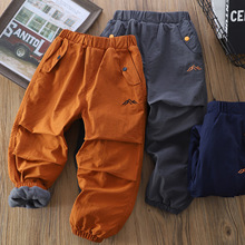 男童加绒裤子2025秋冬款儿童防风裤时尚韩版中大童加厚保暖冲锋裤