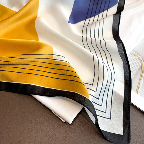 Summer printed blue decorative women's scarf women's decorative professional scarf 70x70 small square scarf