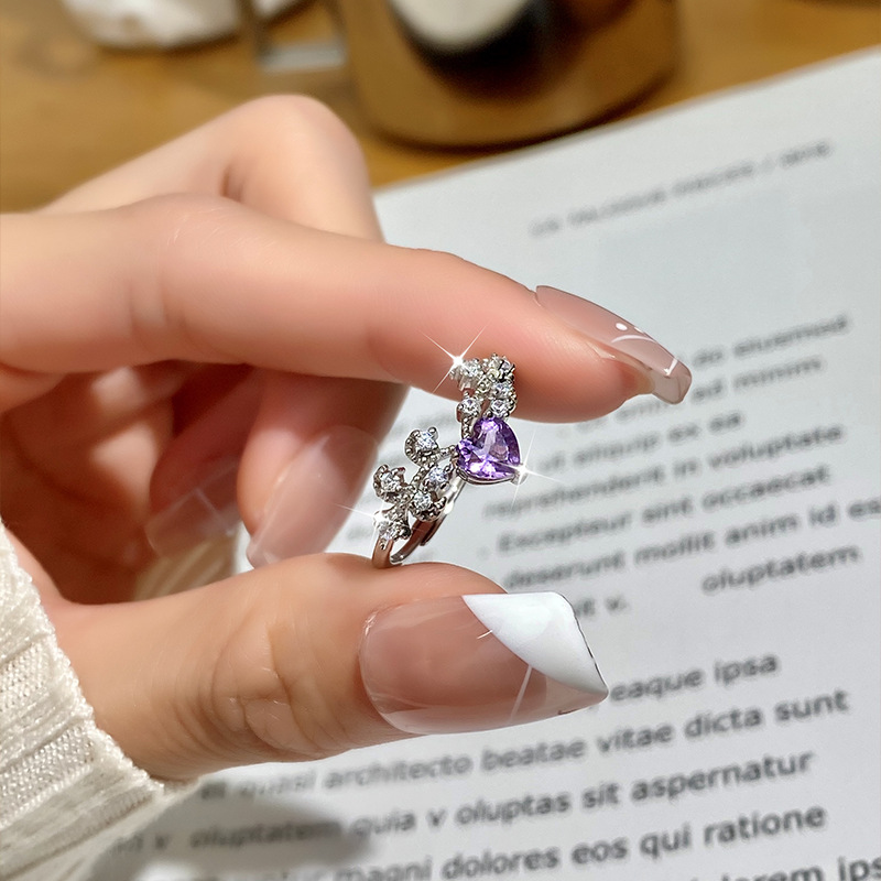 Douyin Internet Red con el mismo diseño de nicho anillo de piedra natural Gypsophila femenina anillo de plata de ley s925 joyería de alta calidad