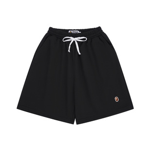 Bape мультяшный узор с маленькой этикеткой и вышивкой, уличные молодежные шорты для пар, спортивные повседневные махровые спортивные штаны