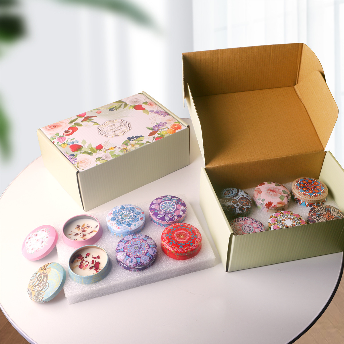 Velas de aromaterapia 2.4.6.8.9.12 Juego de caja de regalo Juego de caja de regalo de cera de soja Caja de regalo de Navidad romántica para cumpleaños