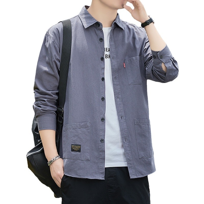 Primavera y otoño camisa de hombre de algodón de manga larga primavera y otoño camisa de algodón de hombre chaqueta de pulgada chaqueta casual