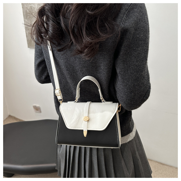 Women's Small Pu Leather Color Block Classic Style Square Magnetic Buckle Crossbody bag BAX display picture 7