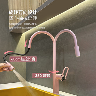 Cross-Border Foreign Trade Kitchen Sink Faucet Pull-Out Hot and Cold Two-In-One Household Rotatable Sink Booster