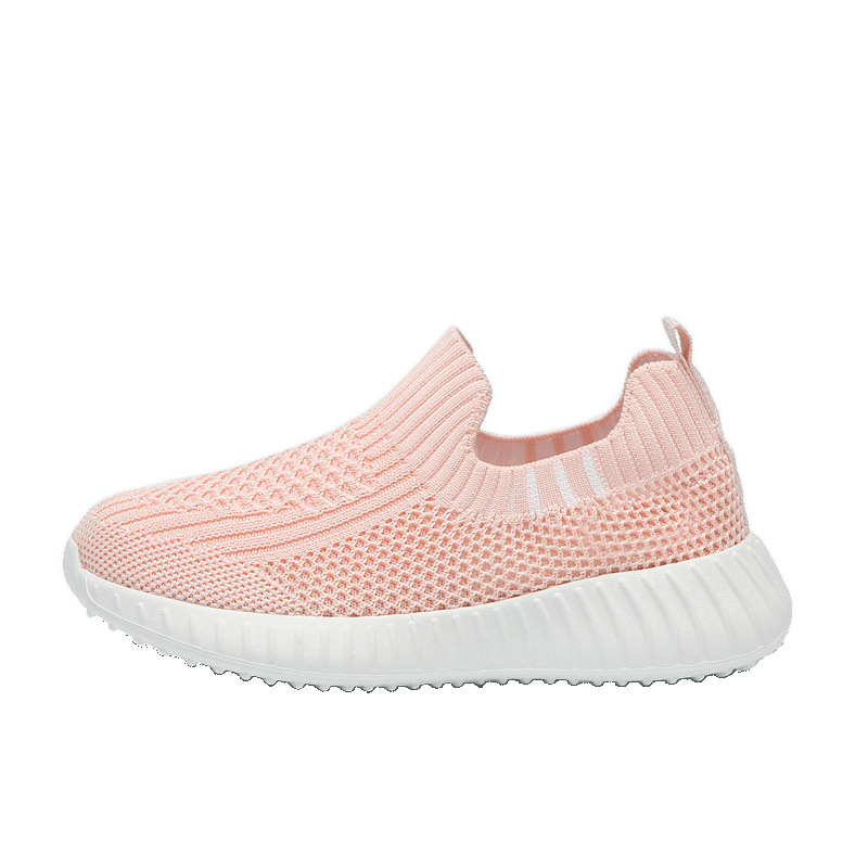 Zapatos para niños 2025 primavera y otoño nuevo estilo de un pedal zapatos para correr de malla transpirable zapatos para niños zapatos deportivos de punto para niños