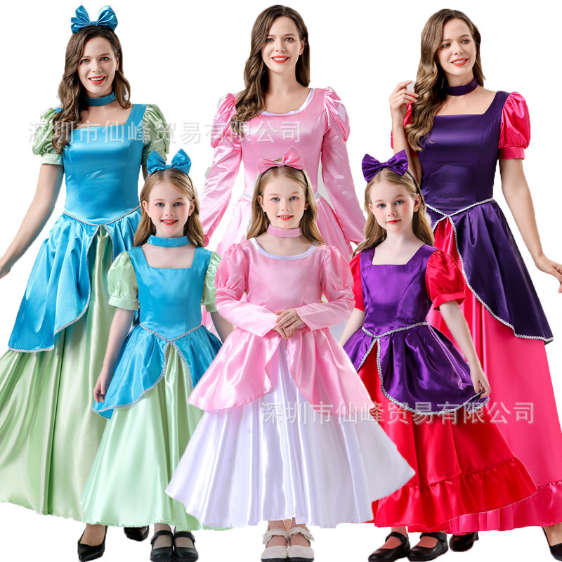 Halloween Stepmother Tea Party Performance Costumes New Children's Fairy Tale Cinderella Sisters Parent-Child Dresses Costumes Halloween Stepmother Tea Party Performance Costumes New Children's Fairy Tale Cinderella Sisters Parent-Child Dresses Costumes