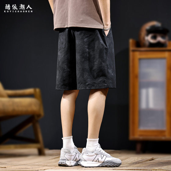 Textured Printed Quick-Drying Casual Shorts for Men 2025 New Summer Outer Wear Loose Trendy Brand Large Size Men's Five-Point Pants