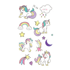 一次性紋身貼閃粉獨角獸系列主題節日兒童卡通防水紋身貼紙批發