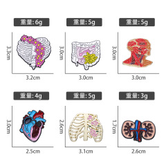 New Style Foreign Trade Skull Skeleton Heart Organ Shape Design Badge Backpack Coat Decoration Brooch Small Gift 