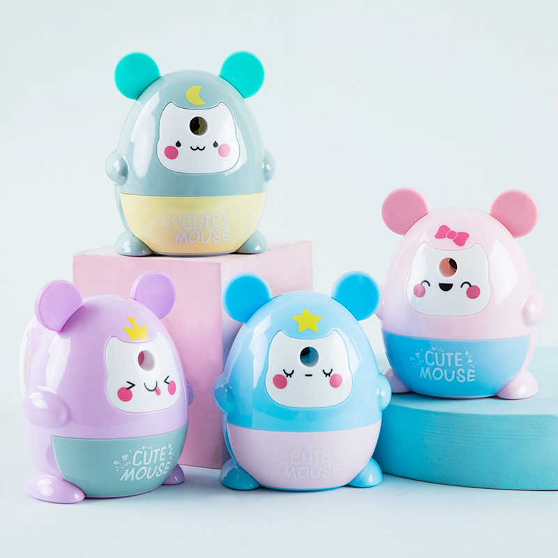 Youxiang YP-5801 dibujos animados lindo sacapuntas en forma de ratón Sacapuntas de lápiz estudiante de manivela sacapuntas útiles escolares sacapuntas