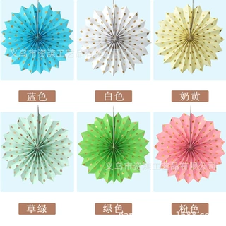 单把烫金圆点折扇纸扇花波点折扇套装儿童生日派对装饰婚礼装饰
