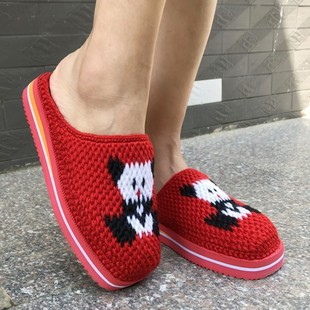 Ll Autumn and Winter Pure Handmade Crocheted Wool Slippers for Men and Women, Home Wedding Slippers, Finished Non-Slip Warm Wool