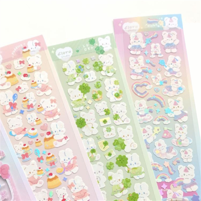 Cute Cartoon Rabbit Clover Hot Silver Sequins Diy Stickers display picture 6