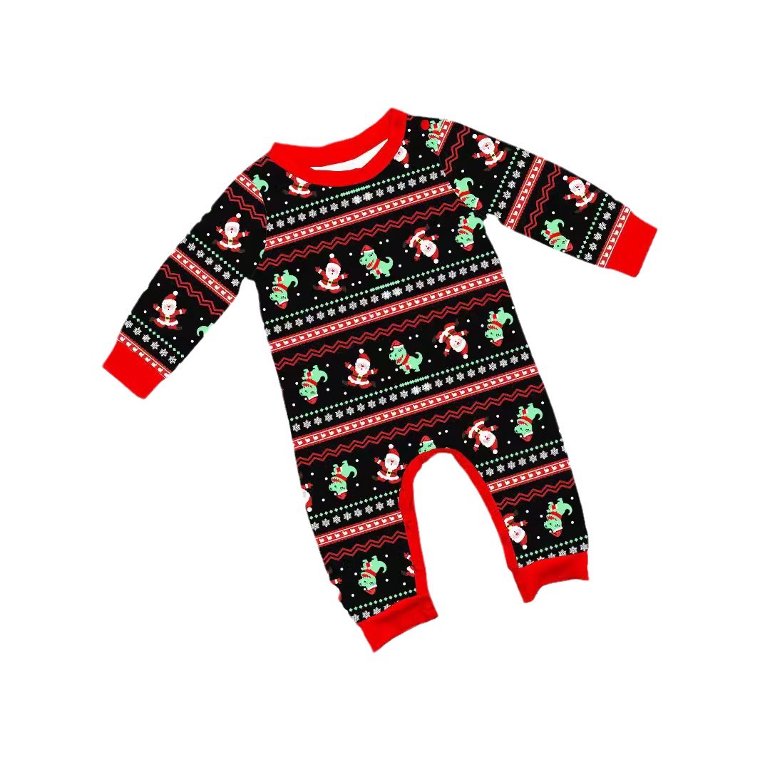Christmas Santa Claus Dinosaur Family suit Christmas family suit black loungewear_voghion.com