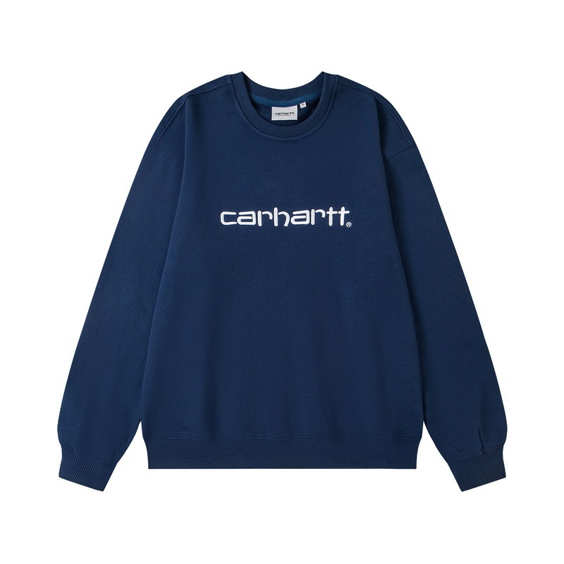 外贸卡哈特经典重工刺绣休闲圆领宽松情侣毛圈Carhartt连帽卫衣男|undefined