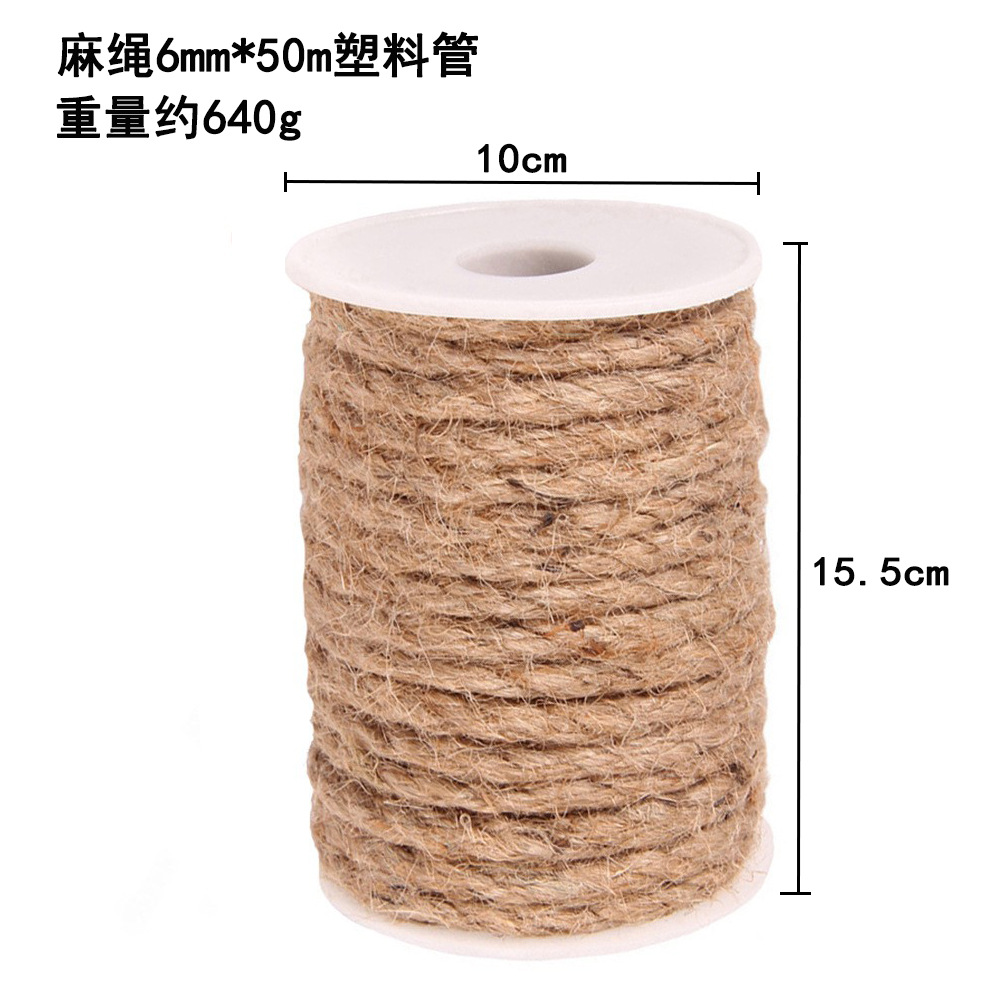 Cuerda de cáñamo de protección del medio ambiente, cuerda hecha a mano de bricolaje, decoración, embalaje, etiqueta, cuerda de cáñamo 1mm-20mm, varias especificaciones de grosor