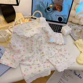儿童家居服套装女童夏季空调服中大童洋气两件套宝宝薄款休闲睡衣