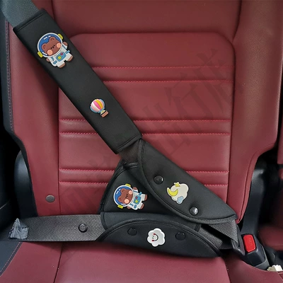 Seat belt shoulder pad | for Rear Seat Babies - black-space-bear-suit