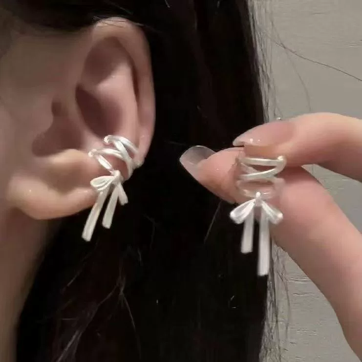 S925 Серебряный чистый белый лента проворный ухо зажим