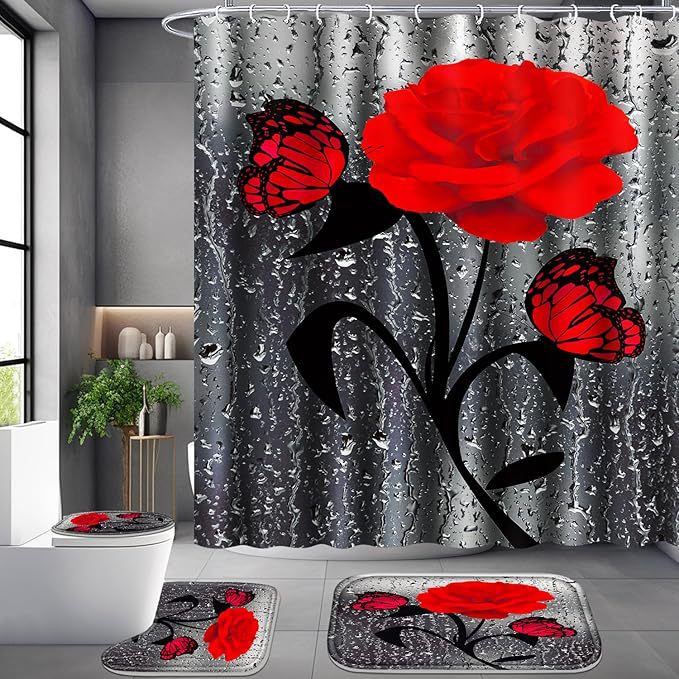 Juego de Cortina de Baño Estampada de Poliéster Resistente a la Humedad, Impreso para Baño image 14
