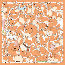 60张原创小狐狸卡通慵懒风小动物装饰手机行李箱水杯防水贴画批发