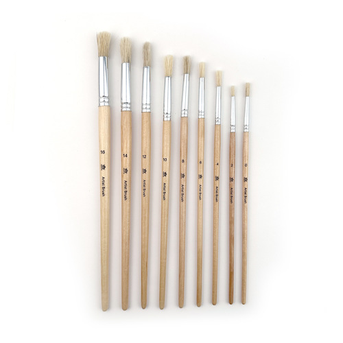 Cross-border pig bristle 9-piece brush set student art painting gouache oil painting acrylic hook line brush brush