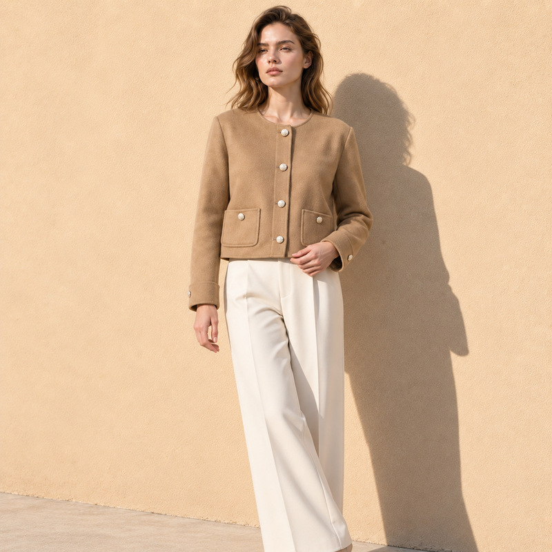 Huang Yuxiang 2026 Autumn/Winter Cashmere Coat, Chanel-Style Short Coat for Petite Women, Woolen Commuter Coat for Women Huang Yuxiang 2026 Autumn/Winter Cashmere Coat, Chanel-Style Short Coat for Petite Women, Woolen Commuter Coat for Women