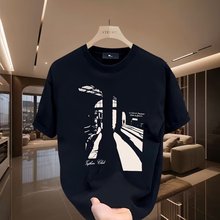 视觉效果T恤夏季纯棉重磅短袖2025新款设计师男装高级感休闲上衣