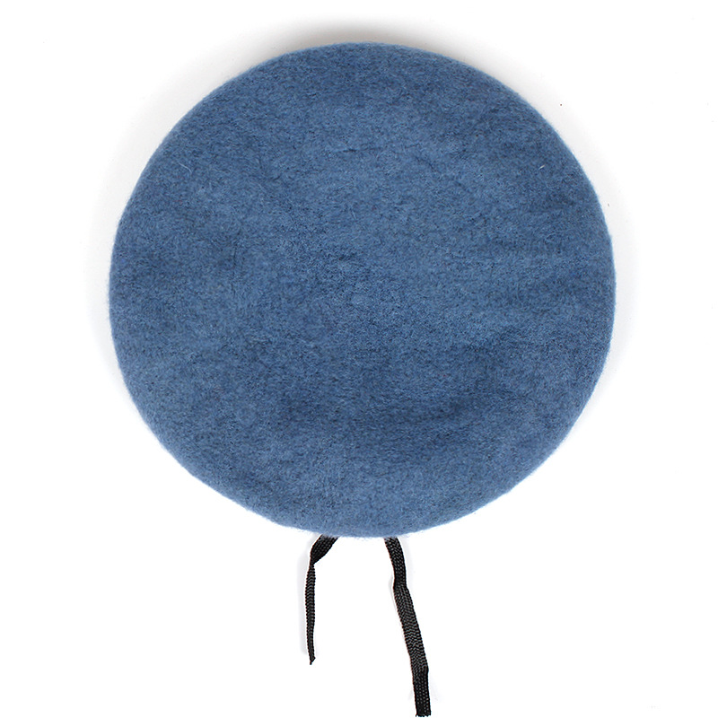 Gorra de pintor de lana pura de otoño e invierno europeo y americano Gorra azul marino Boina Gorra retro para mujer Sombrero de moda